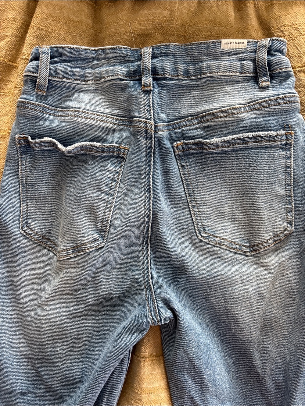 Almost Famous Medium Blue Distressed Straight Leg Jeans - Picture 5 of 6